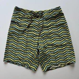 PATAGONIA Board Shorts Mens 33 Blue Yellow Wave 10" Inseam Swim Surf Trunks - Picture 1 of 15