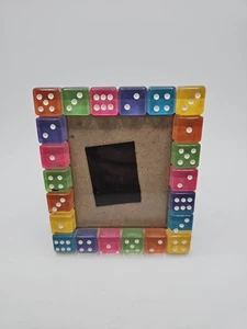 Vintage 1990s Multi Color Lucite Dice Novelty Fun Retro Photo Frame (2.5”x3”) - Picture 1 of 7