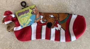 Scooby Doo Socks Christmas NWT Santa Hat Holiday Size 9-11 Ankle Sock - Picture 1 of 6