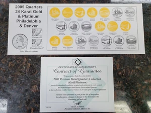 2005 Precious Metal Quarter Program 24K Gold & Platinum Enhanced Quarters - Picture 1 of 5