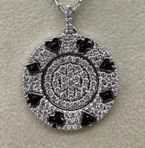 Mirabelle Player Club 18k White Gold 108 Diamonds Approx. 2ct + 18k. W.G. Chain - Picture 1 of 11