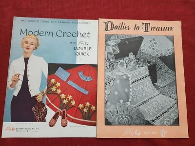 Vintage 1954 MODERN CROCHET 75 & DOILIES to TREASURE 1600 Lily Design Books FS - Image 1 of 4