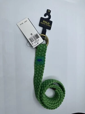 Polo Ralph Lauren Green Woven Belt With Pony Motif Brass Rings Medium NEW W/Tag - Image 1 of 3
