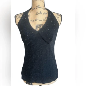 90’s Alex Evenings Black Baby Doll Neckholder Style Top Sequins Sexy Coquette Goth - Bild 1 von 8