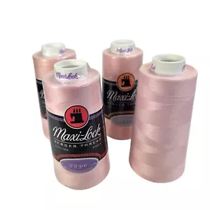 Maxi Lock Serger Thread Pink Sewing LOT OF 4 Polyester 3000 Yds Each Cone READ - Picture 1 of 9