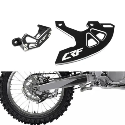 Black Rear Brake Disc + Brake Calipe Guard For HONDA CRF250R/X CRF450R/X/RX - Image 1 of 4
