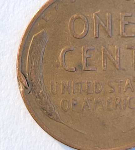 1944-S Lincoln Wheat Penny Off Center-Die Break Reverse Cover