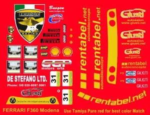 #31 Rentabel Ferrari 360 Modena 2004 escala 1/64a HO ranura calcomanías de coche - Imagen 1 de 2
