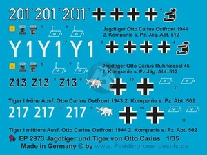 Marcature Peddinghaus 1/35 Otto Carius Tiger I e Jagdtiger seconda guerra mondiale (4 carri armati) 2973 - Foto 1 di 1