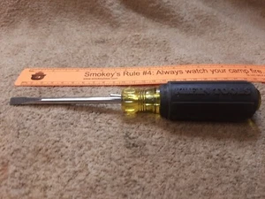 KLEIN 605-4B ROUND 4 INCH SHANK 1/4" TIP WIRE BENDING CABINET TIP SCREWDRIVER - Picture 1 of 5