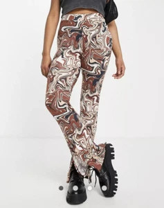 Violet Romance Hose Marmor Print Schlag Größe 8 braun schwarz Unterteil NEU MO45 - Bild 1 von 17