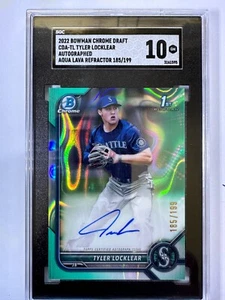 2022 Bowman Chrome Draft TYLER LOCKLEAR 1st Aqua Lava On Card Auto /199 SGC 10 - Picture 1 of 4
