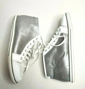 Elie Tahari Damen Sneaker Gr. 8 Silber Metallic High Top Schnürschuhe - Bild 1 von 9