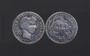 1910 D Barber Dime 10c Very Fine (FM373) - Picture 1 of 3