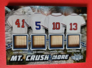 RONALD ACUNA CHIPPER JONES EDDIE MATTHEWS BOB HORNER Bat CARD #d3/3 LEAF BRAVES - Picture 1 of 2