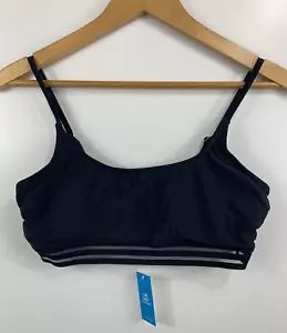 CUPSHE Women's Bathing Suit Top Large Solid Black Mesh Scoop Neck NWT  - Picture 1 of 7