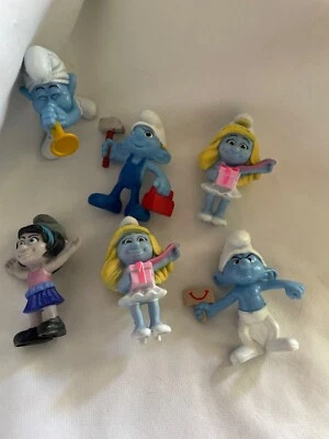 Juego de 6 estatuillas de los Pitufos con accesorios vinilo coleccionables Foto 1 de 4