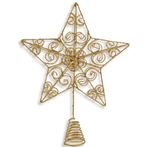 Weihnachtsbaumspitze Stern Drahtspitze gold 20cm Christbaumspitze Spitze Drath - Bild 1 von 1