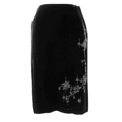 Falda Lux con Cuentas de Terciopelo de Seda de Rayón Negro de Bloomingdale's AHORA NUEVA $248 Talla 6 Foto 1 de 4