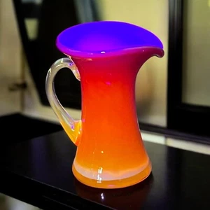 Vintage Cased Amberina UV Reactive Glow Glass Pitcher - Picture 1 of 11