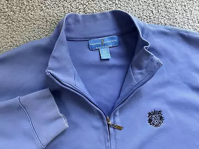 FAIRWAY & GREENE Sweater Men XL Blue 1/4 Quarter Zip Cotton Blend Pullover Golf - Image 1 of 4