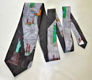 Korea Made Vintage FRATELLO Tie, Map Of Manhattan WTC New York Empire State VGC