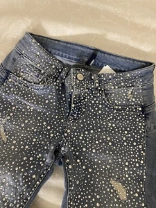Party/ Christmas- Liu jo Light Blue Crystal Embellished Jeans, Size 26 - Picture 1 of 12