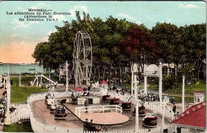 MONTREAL CANADÁ - LES ATRACTIOSN DU PARC DOMINION - POSTAL ANTIGUA PARQUE DE ATRACCIONES - Imagen 1 de 2