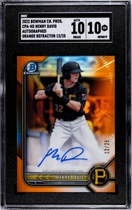 2022 Bowman Chrome Henry Davis Orange Refractor Auto #13/25 SGC 10 GEM Mint - Picture 1 of 2