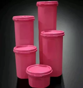 Neu Tupperware Modular Mates runde Menge 5er Set Behälter rosa - Bild 1 von 3