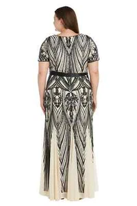 Plus Size Women Sequin Panel Godet Dress - Picture 1 of 11