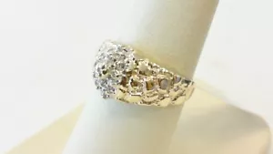 Anillo de racimo de diamantes totalmente naturales de oro amarillo liso de 14 quilates 0,16 TCW talla 6,5 - Imagen 1 de 4