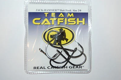 团队鲶鱼钩真齿轮钩千斤顶锤尺寸 2/0 黑色镍 — 第 1/2 张图片