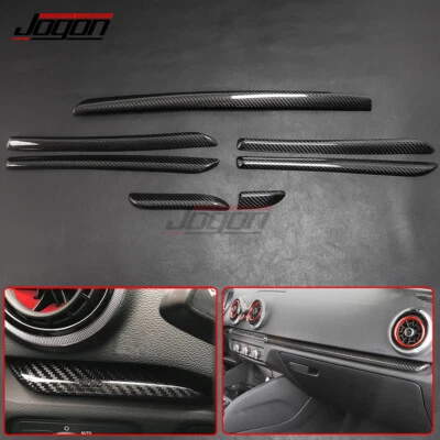 Fibra de carbono para Audi A3 S3 RS3 14-18 salpicadero consola panel puerta tiras cubierta Foto 1 de 4