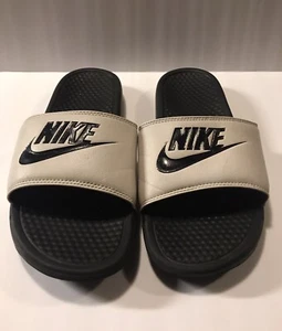 Nike Slides Men’s Size 10 Black and White Sandals  - Picture 1 of 4