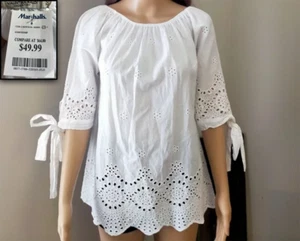 Neu mit Etikett! VALENTINA NALDI WEISS BESTICKT ÖSEN JAKOBSMUSCHELBORTE SHIRT TOP TUNIKA 1X A - Bild 1 von 19