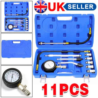 11PCS Petrol Engine Compression Tester Kit Fuel Cylinder Pressure Gauge Tool Set - Image 1 of 4