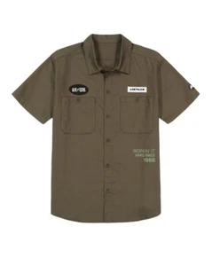 Airwalk Men's Utility Woven Button Down Olive Green Mechanic/Patches - Medium - Picture 1 of 4