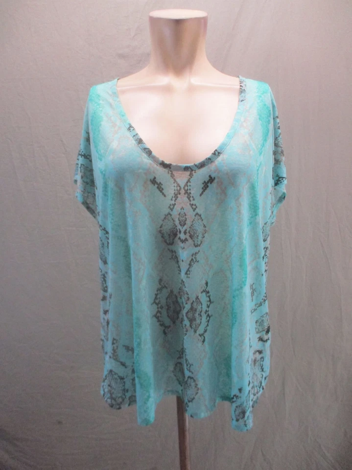 Блузка легкая прозрачная женская Kenneth Cole размер XL с анималистическим принтом декольте 717 - Изображение 1 из 4