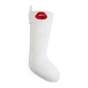 NWT LIPS MOUTH Jonathan Adler Christmas Stocking BEADED EMBROIDERY - Picture 1 of 3