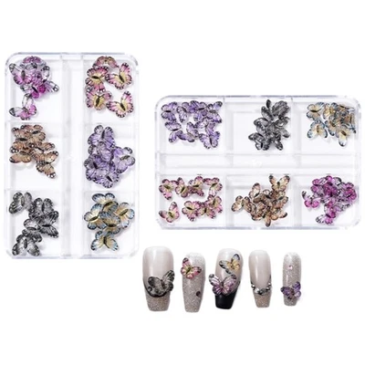 1Set Nails Art Decoration 3D Butterfly Charm Nail Rhinestones for Women - Image 1 of 4