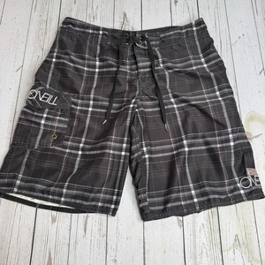 Pantalones Cortos De Colección Y2K O'Neill Talla 32 Cuadros Bordado Logo Negro - Imagen 1 de 10