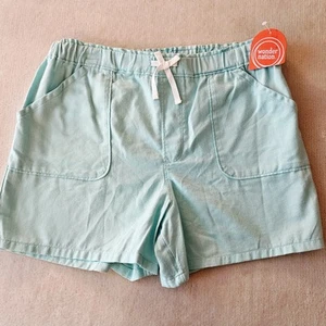 Wonder Nation Girls Sz XL (14-16) Pull-On Linen Shorts Pastel Aquamarine Turquoi - Picture 1 of 8