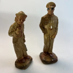 De colección JH Miller Chalkware Soldado de la Guerra de Corea General Douglas MacArthur y Enfermera - Imagen 1 de 4