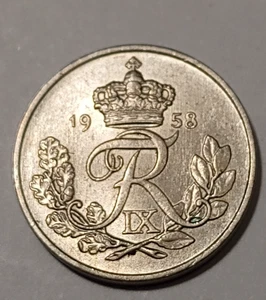 * Denmark * 10 öre  * 1958  *Copper-Nickel *  Cond.  1+ +* - Picture 1 of 2