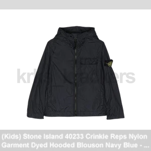 (Kids) Stone Island 40233 Crinkle Reps Nylon Garment Dyed Hooded Blouson Navy Bl - Picture 1 of 4