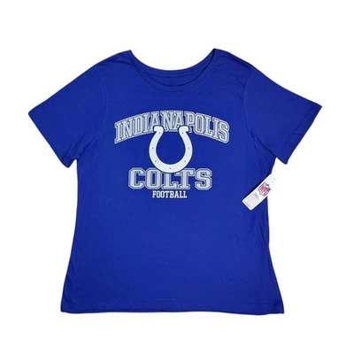 NFL Indianapolis Colts Short Sleeve Scoop Neck T-Shirt Womens 2X Blue Cotton NEW - Image 1 of 4