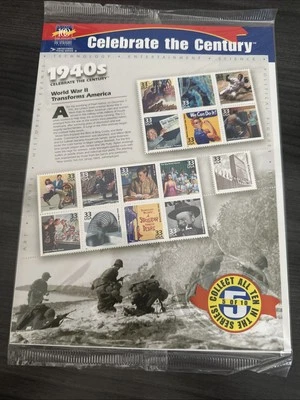 Celebrate the Century 1940s WWII Era USPS Fifteen 33 Cent US Stamps Sheet SEALED - Image 1 of 2