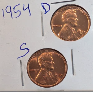 1954 D and S Lincoln wheat cents from original roll - Picture 1 of 2