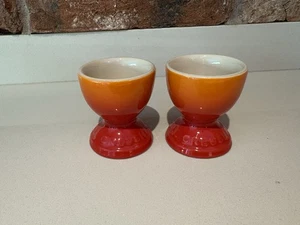 Le Creuset Set of 2 Footed Egg Cups in Red Flame Brand New - Picture 1 of 3
